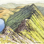 Striding Edge Helvellyn sketch. Helvellyn Striding Edge Andy Beck painting the wainwrights series