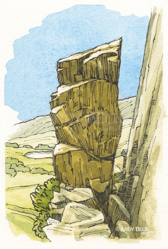 The Squeeze Side Pike sketch, Wainwright Lingmoor Fell