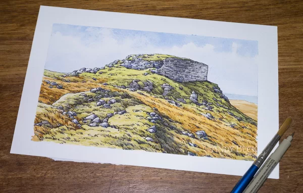 Dun Beag Broch, Isle of Skye. Pen and watercolour sketch