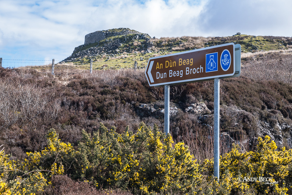 Dun Beag Broch tourist sign near Struan
