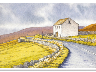 Harwood barn pen and watercolour sketch, Teesdale.