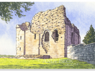 Bowes Castle pen and watercolour sketch