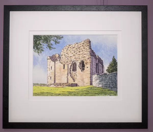Bowes Castle, Bowes Castle sketch, Pen and watercolour sketch
