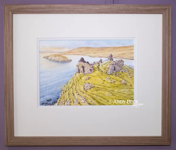 Duntulm Castle watercolour painting by Andy Beck