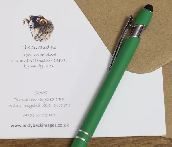 Swaledale sheep card back 5x7, Swaledale Greeting card by Andy Beck