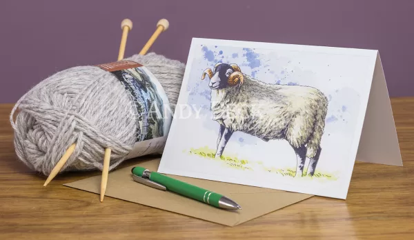 Swaledale sheep card, Swaledale Greeting card by Andy Beck