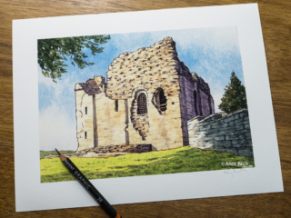Bowes Castle Print by Andy Beck. Teesdale painting.
