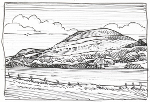 Darling Fell line drawing by Andy Beck