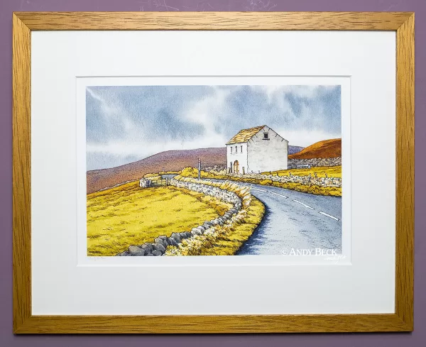Harwood Barn print by Andy Beck. Teesdale sketch