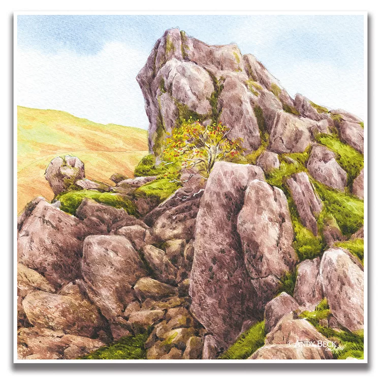 Helm Crag Lion and the lamb sketch by Andy Beck from The Wainwrights in Colour