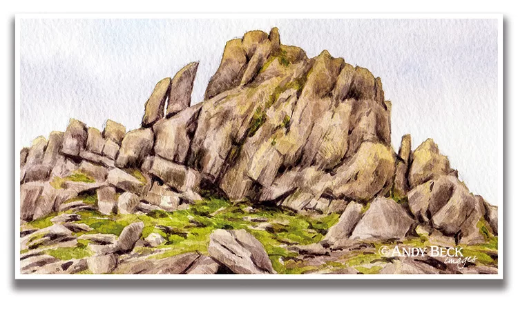 Helm Crag The Old Woman Playing the Organ sketch by Andy Beck from The Wainwrights in Colour