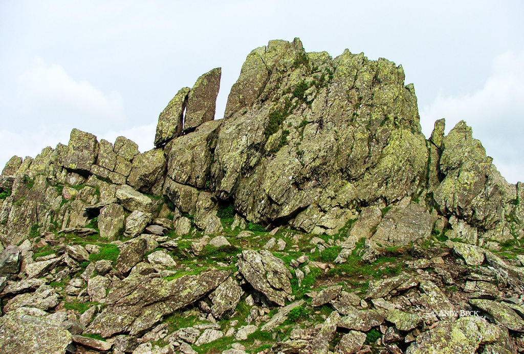 Helm Crag summit rock tor, Wainwright walks, Grasmere