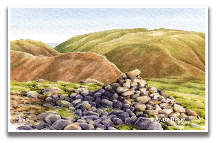 Silver How summit sketch by Andy Beck from The Wainwrights in Colour