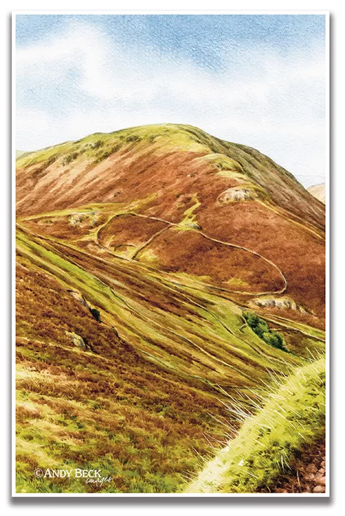 Steel Fell from Helm Crag sketch by Andy Beck from The Wainwrights in Colour