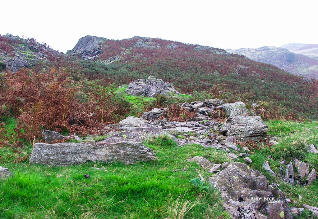 Stone Man ruin, Silver How, Central fells Lake District walk.