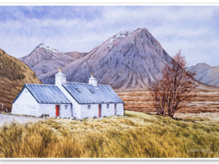 Blackrock Cottage Glencoe painting by Andy Beck