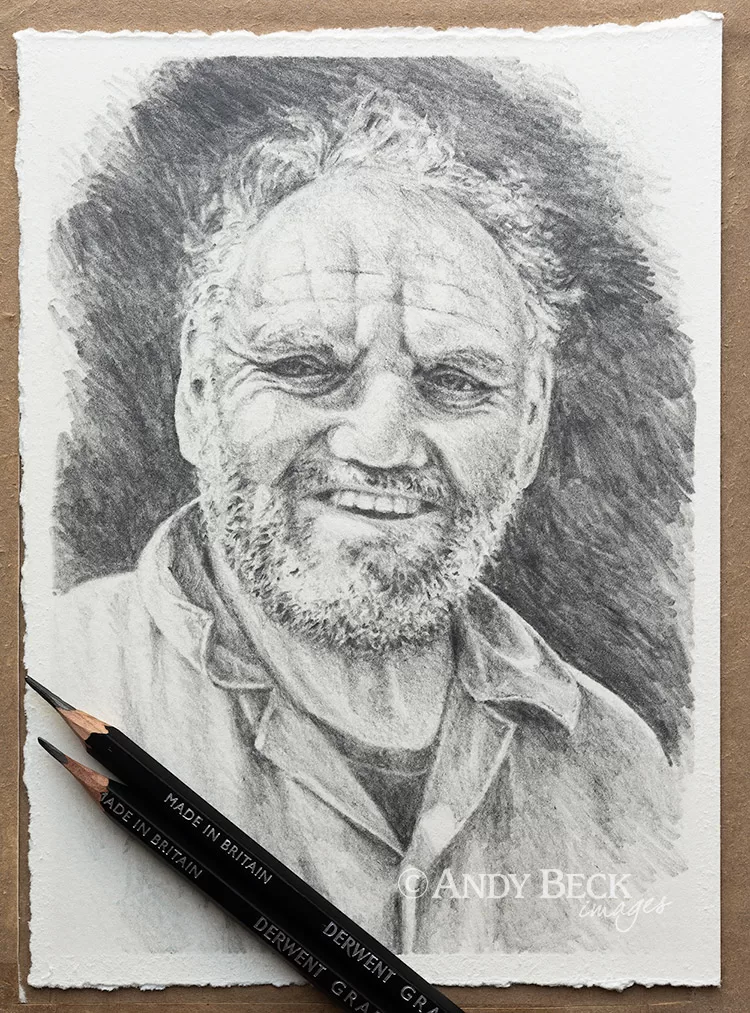The quarryman, pencil character sketch by Andy Beck