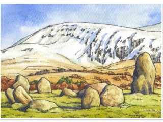 Clough Head sketch, Castlerigg stone circle, Wainwright fells Andy Beck painting the wainwrights series
