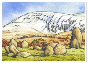 Clough Head sketch, Castlerigg stone circle, Wainwright fells