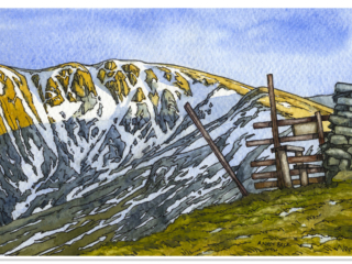 Rampsgill Head sketch, Far Eastern Fells, Wainwright fells Andy Beck painting the wainwrights series