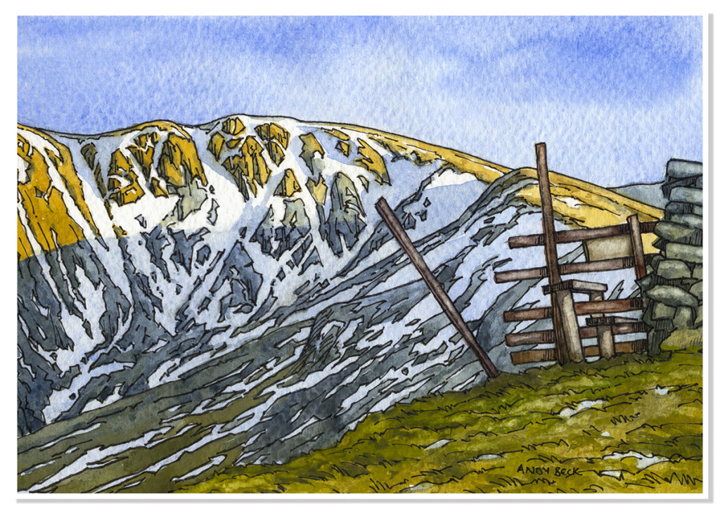 Rampsgill Head sketch, Far Eastern Fells, Wainwright fells Andy Beck painting the wainwrights series