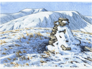 Bannerdale Crags sketch from Souther Fell, Lakeland fells Andy Beck painting the wainwrights series