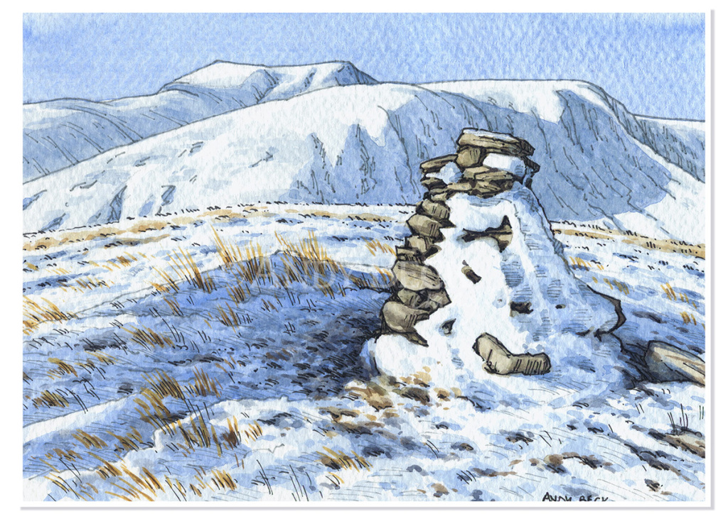 Bannerdale Crags sketch from Souther Fell, Lakeland fells Andy Beck painting the wainwrights series