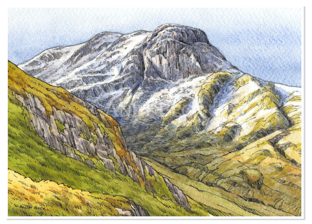 Dove Crag sketch, Wainwright fells, Lakeland fells Andy Beck painting the wainwrights series