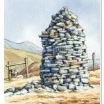 Broom Fell cairn sketch, Wainwright Fell Broom Fell, North Western Fells, Andy Beck painting the wainwrights series