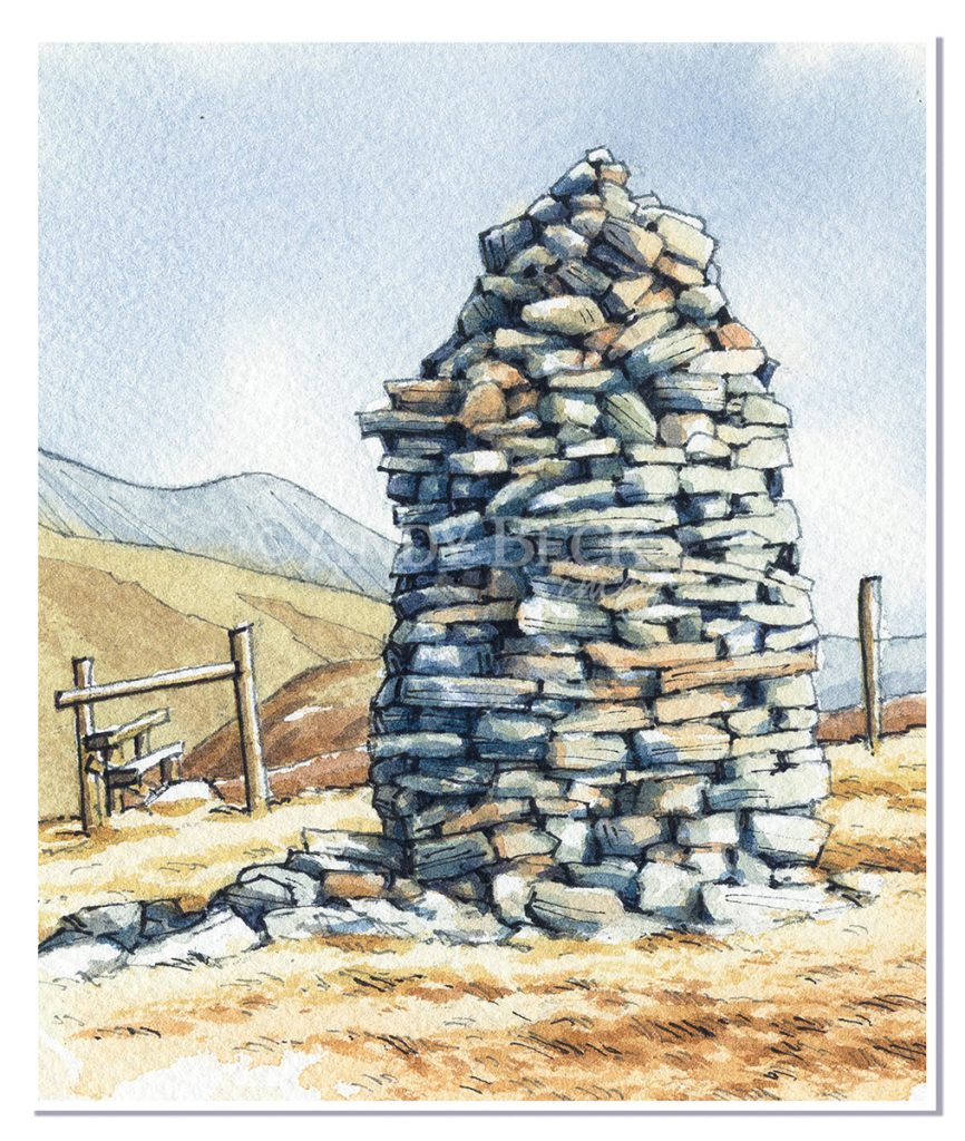 Broom Fell cairn sketch, Wainwright Fell Broom Fell, North Western Fells
