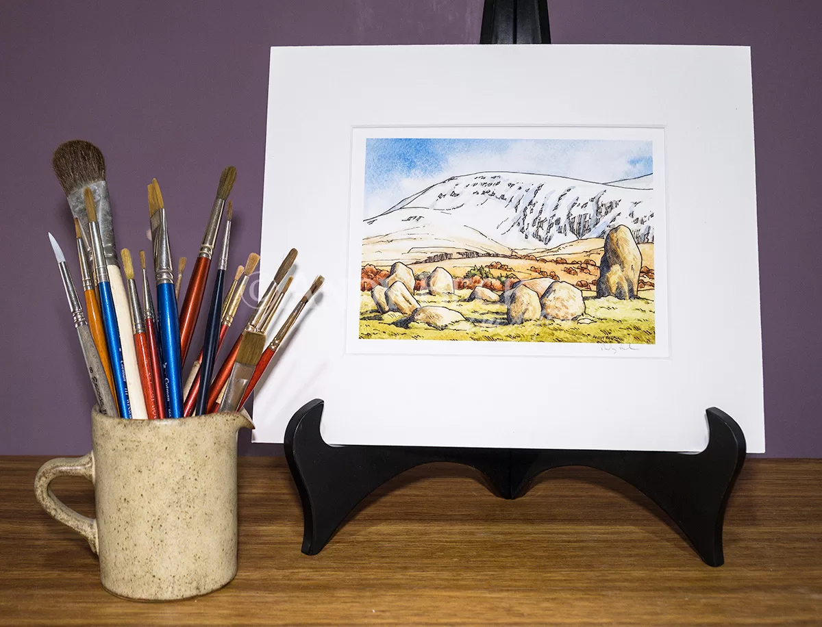 Wainwright Fell Coniston Old Man signed print mounted