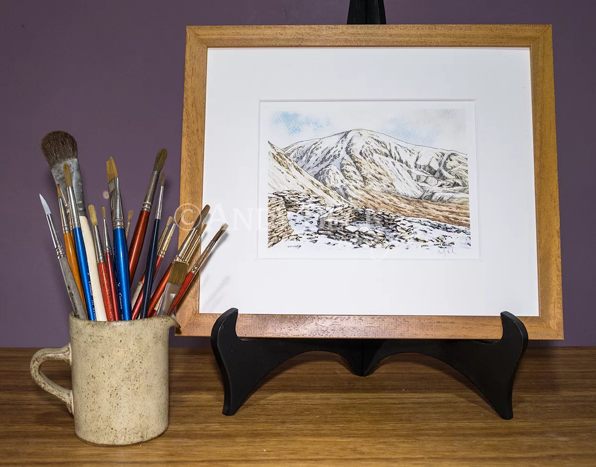 Wainwright Fell Coniston Old Man signed print framed