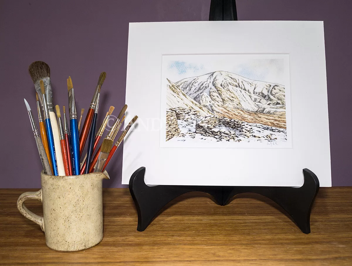 Wainwright Fell Coniston Old Man signed print mounted