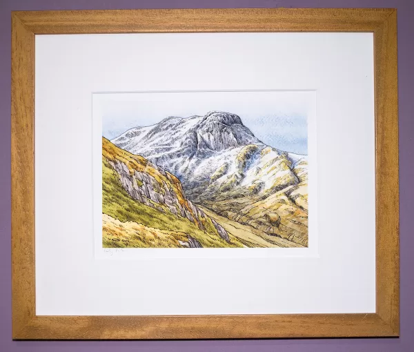 Wainwright Fell Dove Crag signed print framed