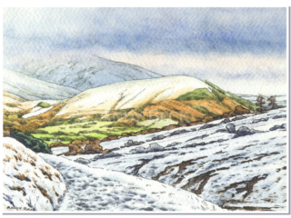 Latrigg from Coledale, Lake district fells, Wainwright Latrigg Andy Beck painting the wainwrights series