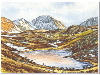 Great Gable from Blackbeck Tarn, Haystacks, Lake District fells Andy Beck painting the wainwrights series