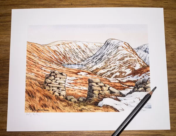 Wainwright Fell Gray Crag signed print