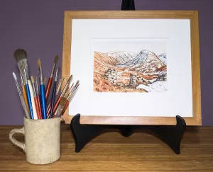 Wainwright Fell Gray Crag signed print framed