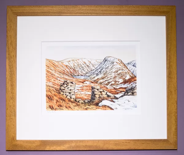 Wainwright Fell Gray Crag signed print framed