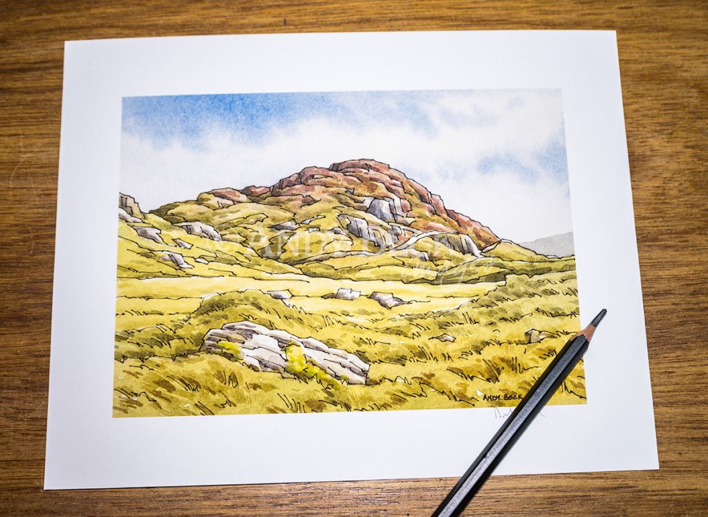 Wainwright fell Great Crag signed print Andy Beck painting the wainwrights series