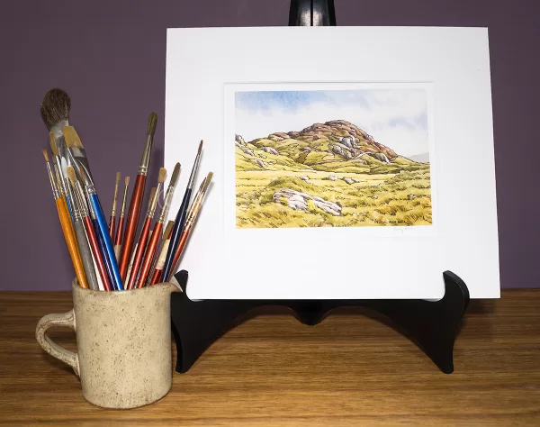 Wainwright fell Great Crag signed print mounted