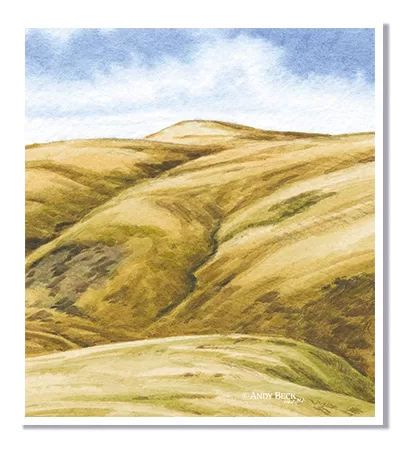 High Pike from Bowscale Fell sketch, Wainwright Fells, Northern Fells, The Wainwrights in Colour