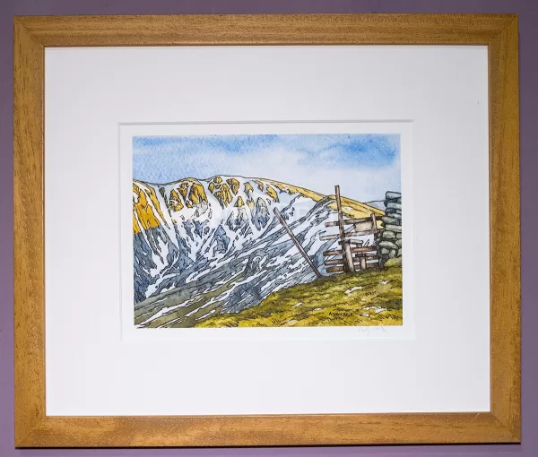 Wainwright Fell Rampsgill Head signed print mounted