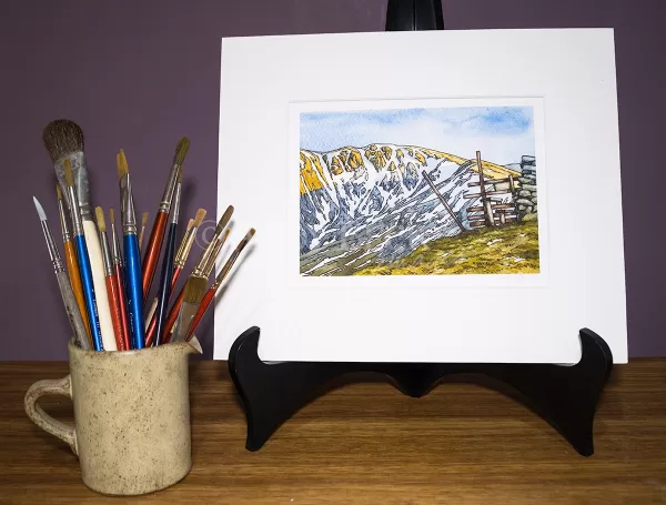 Wainwright Fell Rampsgill Head signed print mounted