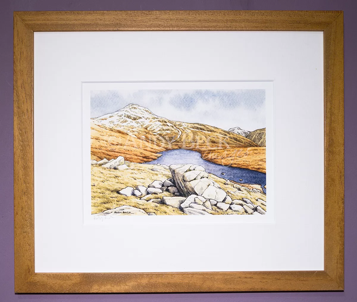 Wainwright Fell Red Pike (Wasdale) signed print framed