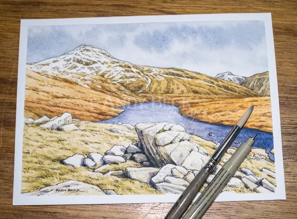 Red Pike (Wasdale) sketch, Wainwright Red Pike (Wasdale) Low Tarn and Red Pike