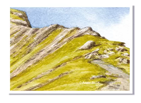Blencathra Sharp Edge sketch, Wainwright Fell Blencathra, Northern Fells, The Wainwrights in Colour