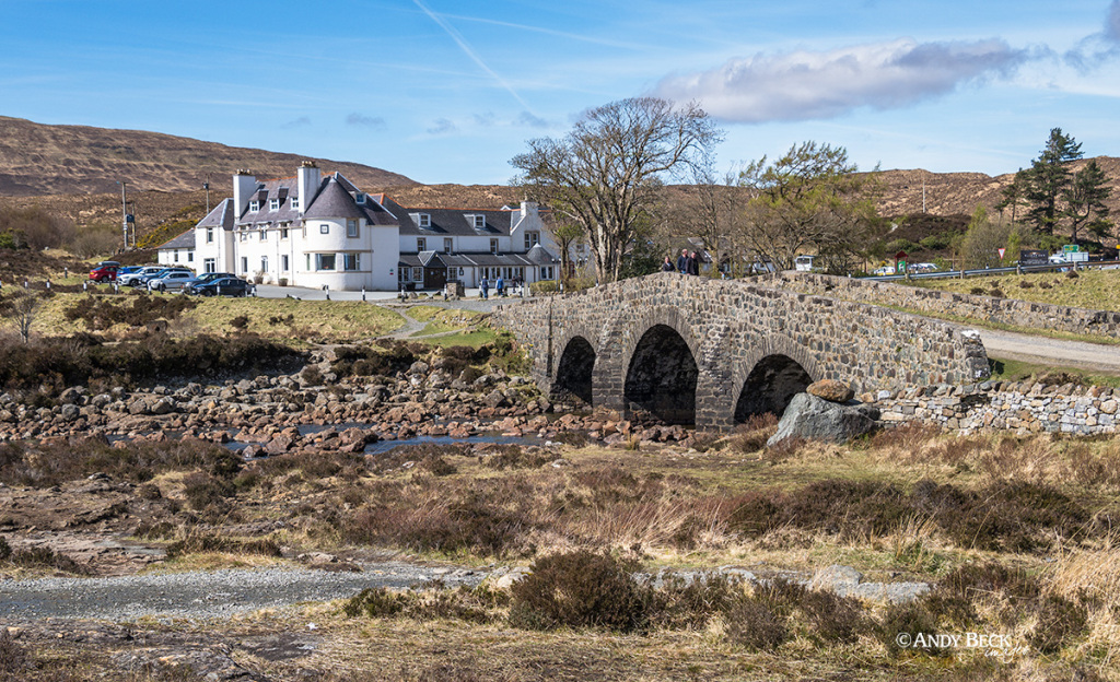 Sligachan Hotel, Old Sligachan Bridge, Sgurr nan Gillian, Sligachan, Isle of Skye, Scotland.