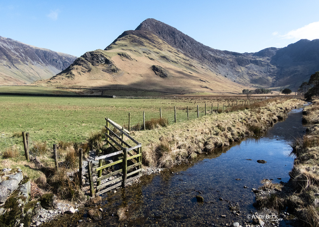 Fleetwith Pike from Peggy's Bridge near Buttermere Lake