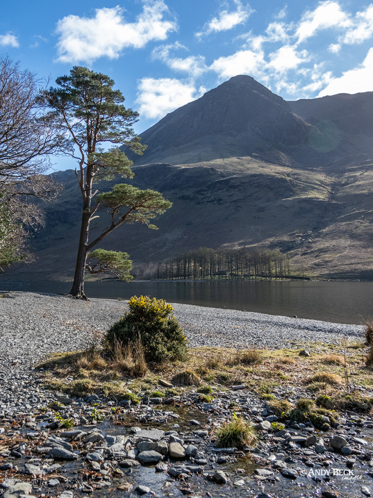 High Crag Buttress across Buttermere lake in the English Lake District